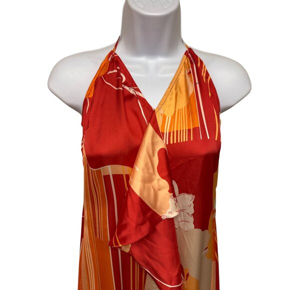 Ramy Brook Jeanette Women's Dress Halter V-Neck Cascading High Low Midi Size 4 - Picture 3 of 14